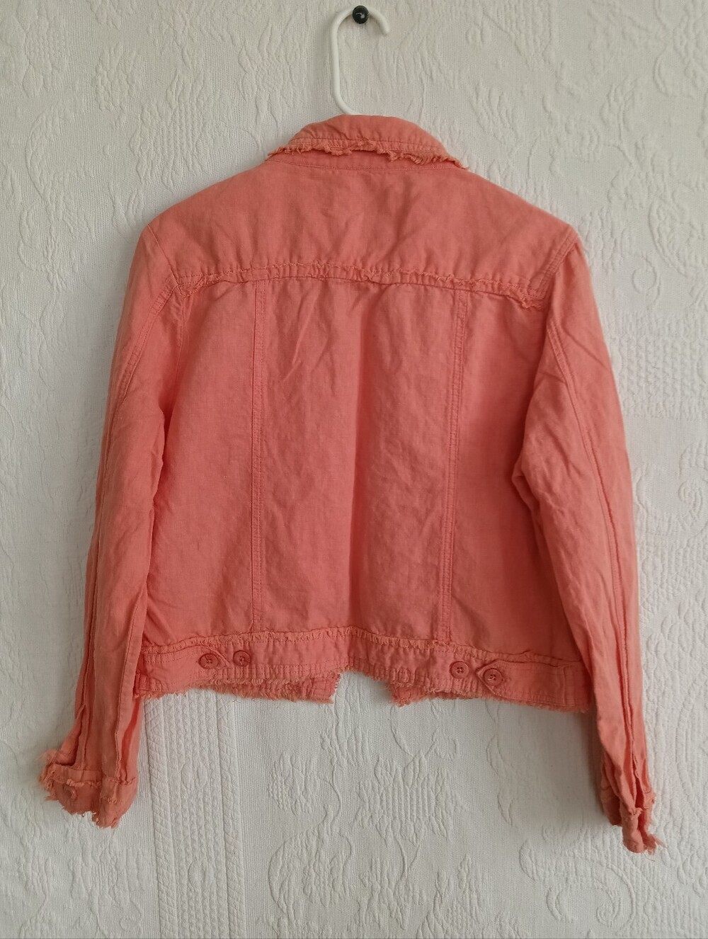 Colorado Logo Denim Jacket Coral Pink Frayed Edges Lightweight - Picture 9 of 13